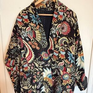 Boho Art Print Jacket Oversized Floral Tapestry Style L-XL